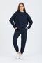 Women's Navy Blue 3 Thread Tracksuit Set - 2