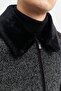 Men's Black Standard Fit Normal Cut Furry Stand Collar Coat - 4