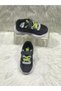 Black Skin Leather Green Laced Strapped Full Orthopedic Children's Sports Shoes
