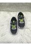 Black Skin Leather Green Laced Strapped Full Orthopedic Children's Sports Shoes - 2