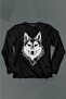 Wolf Head Wolf Head Gray Wolf Green Eyes Long Sleeve T-Shirt Printed T-shirt