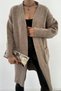 Women's Brown Long Double Pocket Standard Size Knitwear Cardigan - 3