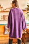 Women's Purple Crew Neck Balloon Sleeve Soft Textured Knitwear Tunic Dress ELB-19001802 - 5
