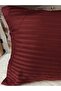 Cotton Satin Covered 2 Pack Striped Pillow Case 50X70 Cm. - Burgundy - 2