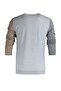 Gri Slim Fit Pamuklu Bisiklet Yaka Renk Bloklu Triko Kazak TMNAW21KZ0566 - 7
