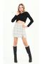 Cream Tweed Mini Skirt with Slit Detail