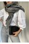 Double Sided Gray Plaid Scarf & Shawl - 3
