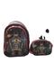 Junior High School Men's Three-Compartment Backpack and Lunch Bag St02219 - Black - Single Size