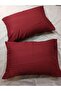 Cotton Satin Covered 2 Pack Striped Pillow Case 50X70 Cm. - Burgundy - 3
