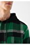 Hooded Checkered Green Shirt Loose Fit / Loosely Comfortable Cut 0210446-83122 - 5