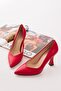 Stiletto V Model Red Leather New Season Daily Stylish Handmade Domestic Production - 4
