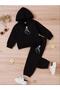 Black Girl Hand Heart Printed Hooded Tracksuit Set