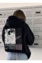 Y2K Black Los Angelas Unisex 3 Thread Raster Zippered Oversize Cardigan
