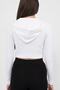 Women's White Hooded Zipper Front Ribbed Knitted Crop Blouse - 5