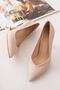 Stiletto V Model Beige Leather New Season Daily Stylish Handmade Domestic Production - 4