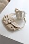 Women's Cream Belted Shiny Crocodile Bag - 2