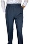 Men's Dark Navy Blue Pleated Classic Fabric Trousers - 3