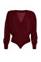 Dark Burgundy Wrap Snap Button Knit Bodysuit TPRSS21BD0029 - 7