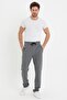Men's Striped Elastic Waist Chino Loose Gray Trousers