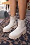 Fast Women's Beige Genuine Leather Boots - 3