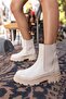 Fast Women's Beige Genuine Leather Boots - 4