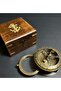 Brass Sundial and Compass with Wooden Velvet Box