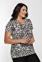 V-Neck Leopard Pattern Basic Tshirt-ecru - 2
