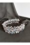 Women's Special Occasion Hair Crown Handmade with Crystal and Pearl Beads - 3