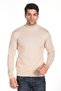 Dark Beige Men's Cotton Half Turtleneck Knitwear Sweater