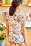 Women's Powder Mixed Floral Bat Viscose Shirt GML-19000653 - 3
