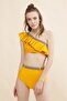 Women's Yellow Single Shoulder Flounce Bikini - 2