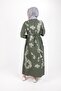 Cotton Sile Cloth Khaki Green Dress - 3