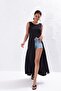 Women's Black Long Tunic Dress Yİ1823 - 2