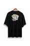 Unisex Black Oversize Poker Straight Oldschool T-Shirt - 2