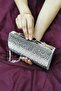 Cross Stone Women's Silver Chain Strap Evening Dress Clutch Portfolio Bag - 5