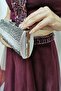 Cross Stone Women's Silver Chain Strap Evening Dress Clutch Portfolio Bag - 6