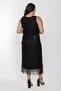 V-Neck Fringe Sequin Embroidery Sleeveless Dress-black - 4
