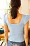 Women's Baby Blue Ruffled Sleeve Summer Knitwear Blouse BLZ-19001035 - 4