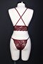 Cupless Lace Cross Back Bralette Bra Set - 3
