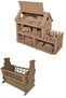 Wooden Baby House with Roof (15 Pieces with Furniture) and Wooden Crib