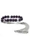Anti-Tarnish Metal Tassel Sphere Cut Amethyst Efe Natural Stone Prayer Beads