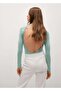 Women's Green Open Back Bodysuit - 3