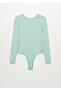 Women's Green Open Back Bodysuit - 4
