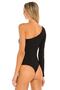 Women's Black One-Sleeve Silk Jersey Bodysuit - 4
