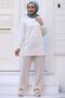 Huban Moda Women's Beige Elastic Waist Wide Leg Loose Summer Trousers Aerobin-865829 Aerobin-865829