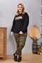 Plus Size Women's Comfortable Embroidery Detailed Hooded Sweatshirt-black - 2