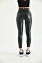 Women's Woolen Thick Belted Leather Leggings - 8