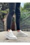 Men's White Casual Lace-up Skin Comfortable Sneaker Flexible Thick Comfortable Sole Walking Shoes - 2