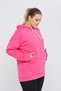 Women's Plus Size Hooded Kangaroo Pocket Lycra Button Detailed Long Hoodie Sweatshirt Pink - 6