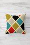Leaf Patterned and Tile Color Blocked Hidden Zippered Throw Pillow Cover Sofa Pillow Cover Set (4pcs) - 3